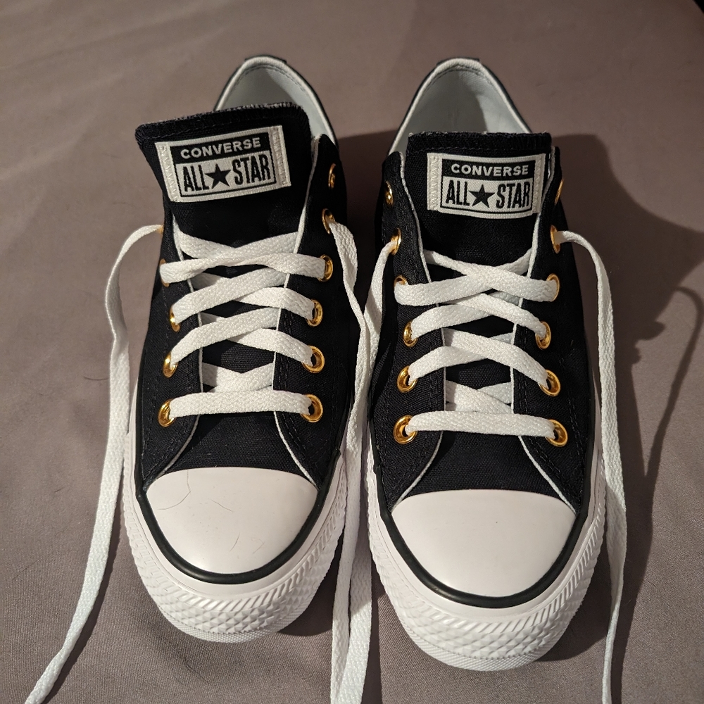 Converse Gold and Black Shoes